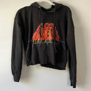 Forever 21 black‎ Los Angeles raw hem cropped hoodie size small